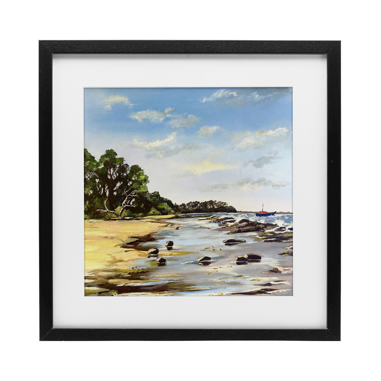 Stupell Industries Low Tide Seascape Framed Print Under Glass, design by Patricia Reynolds